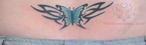 Tribal Blue Butterfly Tattoo
